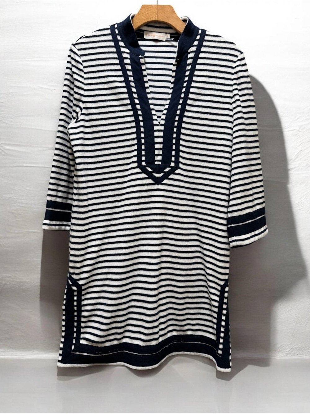 Tory Tunic Blue Striped Terrycloth Mini Dress size Small